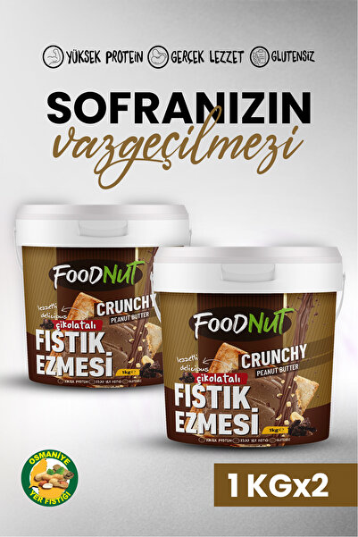 FoodNut Çikolatalı Fıstık Ezmesi 2 Li Çikolata Parçacıklı Fıstık Ezmesi 2 Kğ