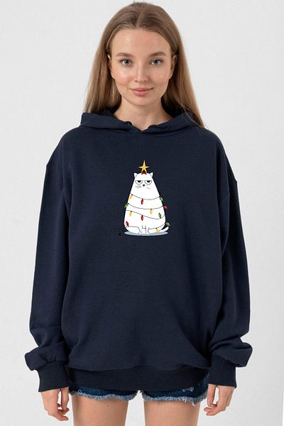 Tshirthane Navy Blue Grumpy Christmas Women's Hoodie 3Ip