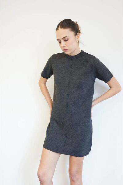 MODA Kadın Triko Kısa Elbise-kısa kollu