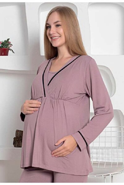 LİMİSSİ Kadın Hamile Lohusa Gecelik Pijama Takımı
