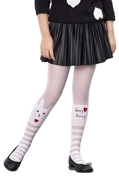 Penti Бели чорапогащи с шарка на заек Love Buny