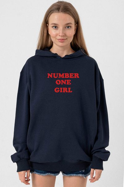 Tshirthane Rose Number One Girl - Navy Blue Hoodie Women 3Ip