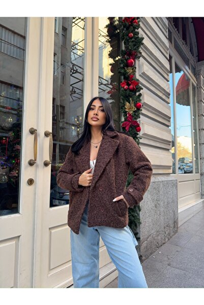 Ekim Store Buklet Düğmeli Kemerli Kırçıllı Blazer Ceket