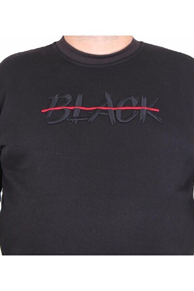 MocGrande Чорний світшот для чоловіків великих розмірів - 3 кишені, комір-стійка, 24202