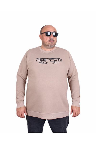 MocGrande Ανδρικό φούτερ μεγάλου μεγέθους - 3 κορδόνια, λαιμόκοψη, CAMEL 24205