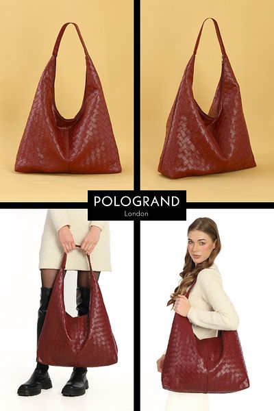POLOGRAND London Original New Season Luxury Soft Leather Embroidery Pattern Large Volume Large Zipper Hand and Shoulder Bag