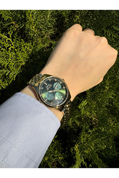 Slazenger 5 ATM Su Geçirmez Altın Jubilee Kordonlu,Yeşil Kadranlı,Çelik Kadın Kol Saati