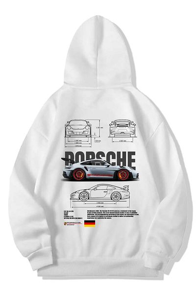 New Shine Porsche 911 GT3 RS Unisex Oversize Hoodie - Λευκό