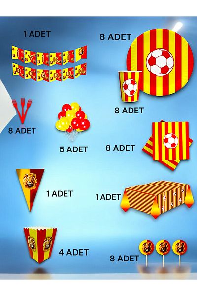 VibeHome 8-Person Yellow Red Fan Ultra-Luxury Set - Birthday Party and Fun Events