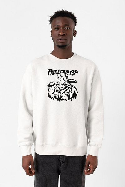 Tshirthane Friday The 13th Halloween White ανδρικό φούτερ 2ip