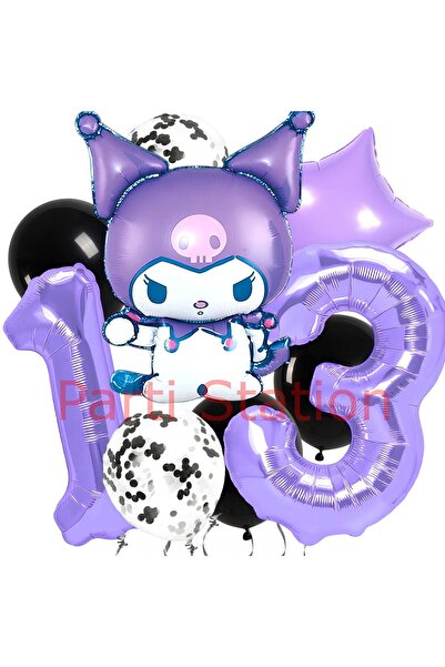 Parti Station Kuromi 13 Yaş Balon Set Yıldız Balon Anime Sanrio Hello Kitty K...