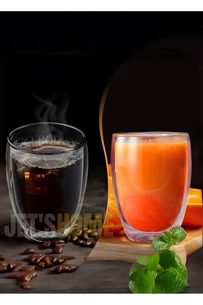 Jet's Home Set of 6 Latte Cups Cappuccino Cups Double Wall Cups Americano Cups 350 ml Coffee Cups