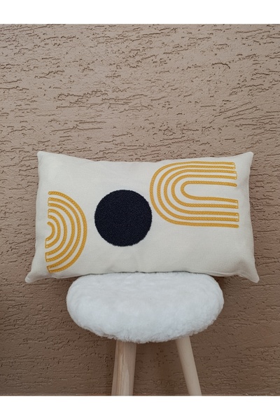Home Geometric Patterned Punch Embroidered Throw Pillow Cover - 30X50Cm