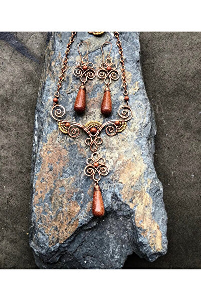 MODA أقراط متدلية على شكل نجمة من الأسلاك النحاسية مصنوعة يدويًا من الحجر الط...