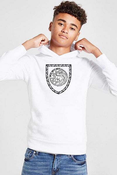 Tshirthane Hanorac alb pentru copii cu emblema Targaryen - 3ip cu glugă