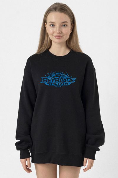 Tshirthane Beyblade Logo Black Women's 2Ip Sweatshirt