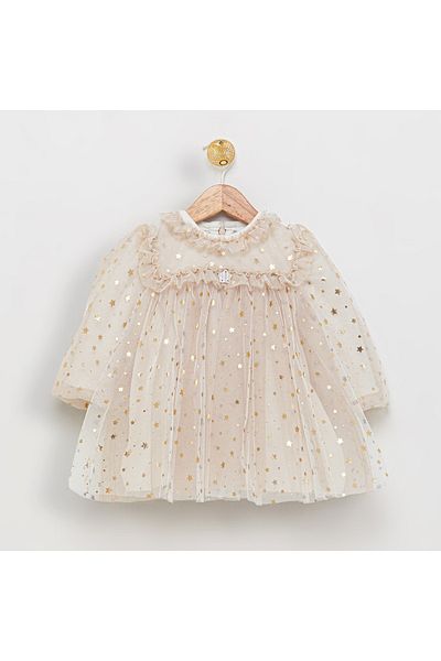 ministok Shine Star Ecru Dress