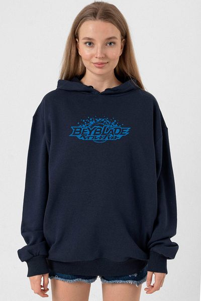 Tshirthane Navy Blue Beyblade Logo Women's Hoodie 3Ip
