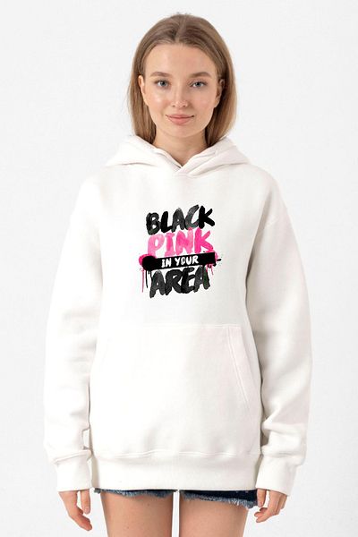 Tshirthane Black Pink in Your Area White Women's 3Ip Hooded Sweatshirt