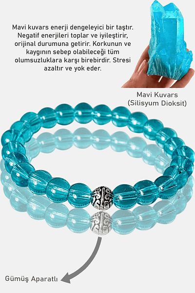 Tesbih Atölyesi Aaa Certified Blue Quartz Stone Bracelet - Silver Apparatus