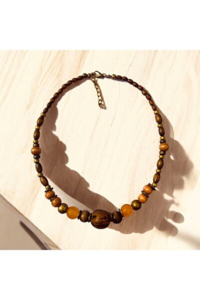 LeylanTakı Leylan Takı Kadın Bohem Doğal Taşlı Ahşap Kolye