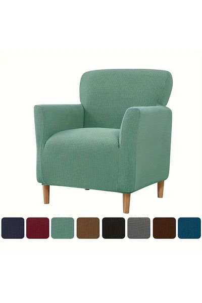 nurlan Lycra Stretch Elastic Flexible Washable Square Pattern Single Seater Denim Cover Seat Cover