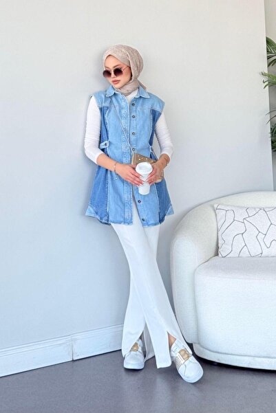 Sezi Moda Giyim JEAN Джинсовий жилет Синій