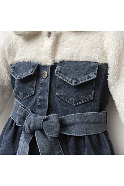 NoraKids Kız Çocuk Welsoft Kumaş ve Kot Elbise