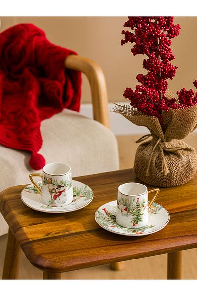 LC Waikiki Porcelain Coffee Cup Set with Capacity of 90 ml and 2 Sizes - W4Gt46Z8