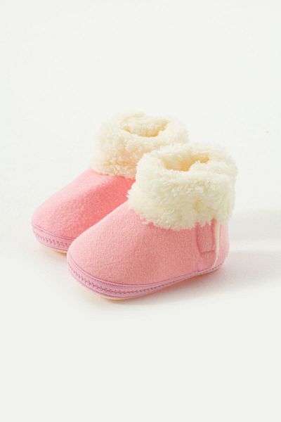 yummy kids Baby Velcro Throat Furry Non-Slip Sole Comfortable Slippers Booties