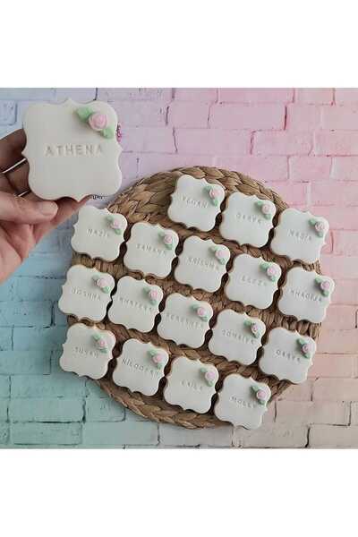 Tatlı Armağanlar İsimli Çiçekli Sade ve Şık Model Butik Kurabiye - 20 Adet