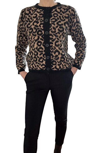 Butik Hepa-GG Kahverengi Leopar Kadın Hırka