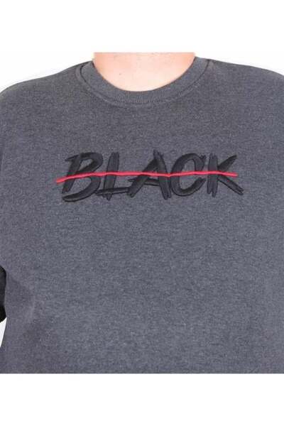 Starbattal Plus Size Men's Sweatshirt - 3Ip, Crew Neck, Black 24202 Anthracite Melange