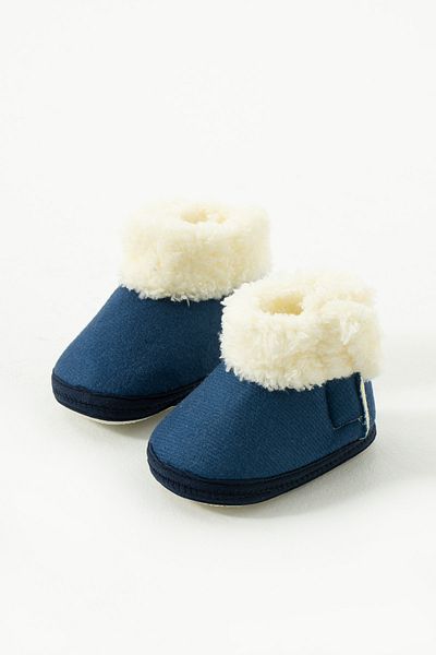 yummy kids Baby Velcro Throat Furry Non-Slip Sole Comfortable Slippers Booties