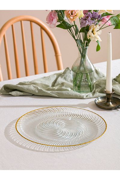 LC Waikiki 32 cm Patterned Glass Plate - W4Iy22Z8