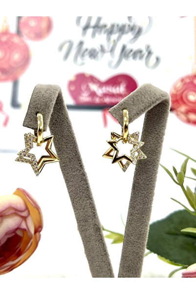XUPING JEWELRY Çift Yıldız Detaylı (14k Gold Küpe)