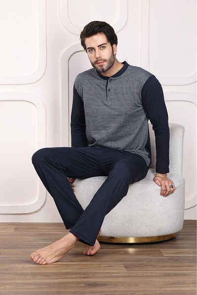 Rimoli 100% ΒΑΜΒΑΚΙ JACQUARD SUPERIOR ΑΝΔΡΙΚΗ ΠΙΤΖΑΜΑ ΣΕΤ 112