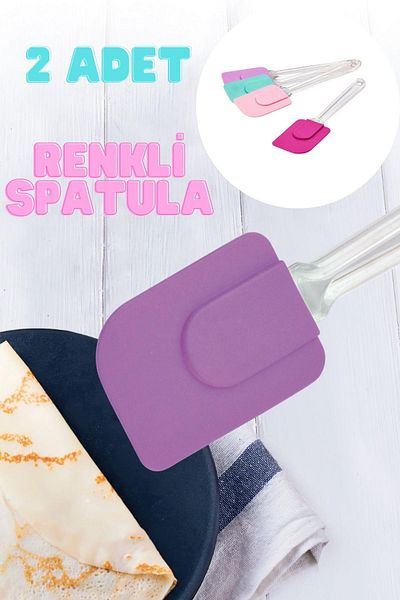 UGA İthalat Heat Resistant 2Pcs Silicone Tip Spatula Non Stick Pancake Omelette Mixer for Pan