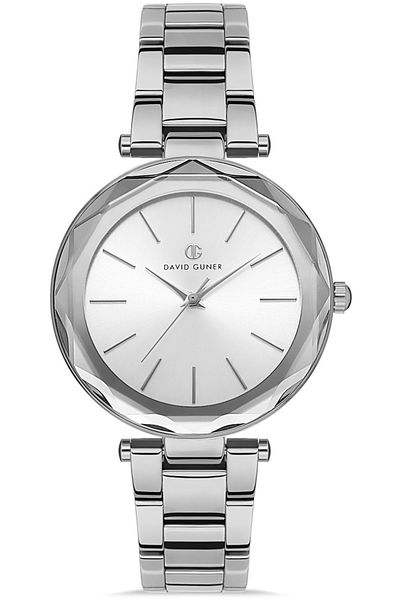 DAVID GUNER Silver Coated White Dial Women's Watch Dg-8459La-A1