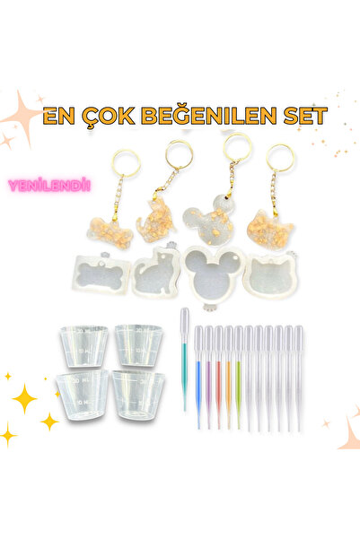 epoksi kalıp cank Epoksi Başlangıc Seti 4 Adet Epoksi Silikon Kalıp -damlalık...