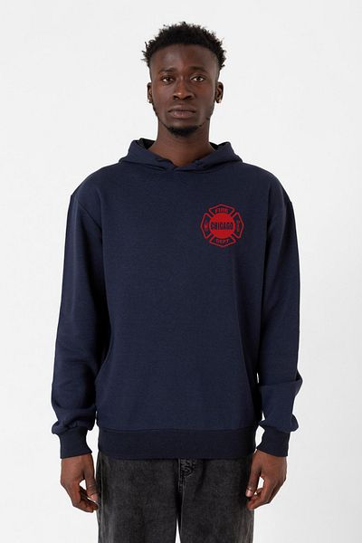 Tshirthane Λογότυπο Navy Blue Chicago Fire - Ανδρικό φούτερ με κουκούλα 3 κορδονιών