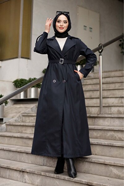 ALNİSS COLLECTİON Lined Belt Detailed Full Length Trench Coat Top Coat