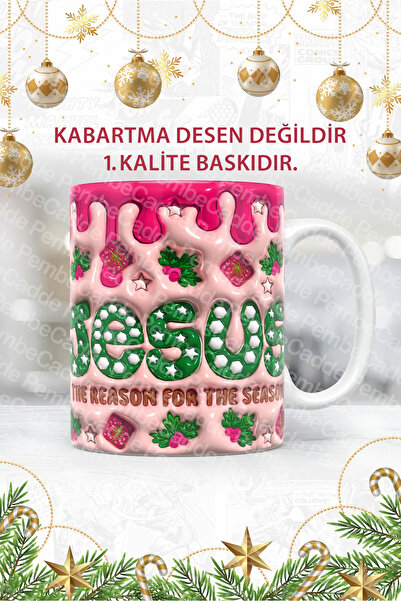 PembeCadde Yeni Yıl Hediyelik Noel Kupa Bardak Yılbaşı ( Kabartma Değildir ) Porselen Kupa Bardak Mug