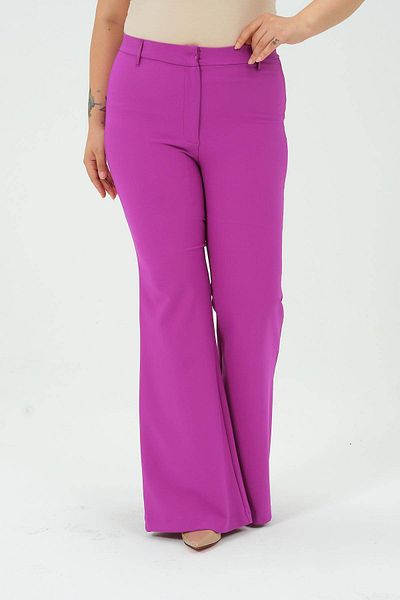 Hanezza Croială elegantă și confortabilă - Pantaloni de damă cu picior spaniol negru și magenta de mărime mare