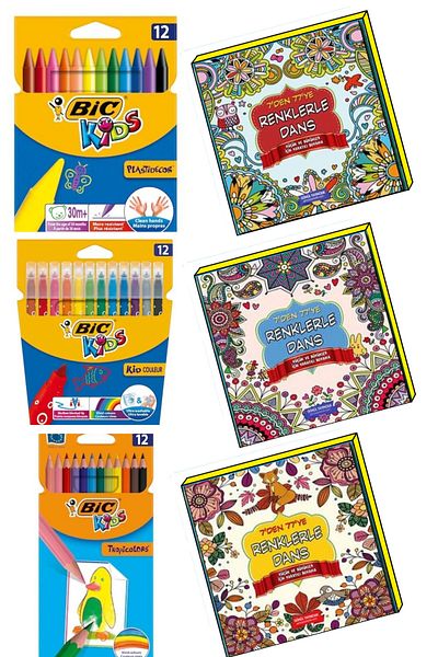 Bic Mandala Pattern Painting Set - Dry, Felt Pen and Crayon