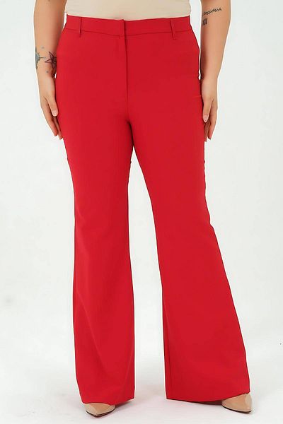 Hanezza Croială elegantă și confortabilă - Pantaloni de damă cu picior spaniol negru și magenta de mărime mare