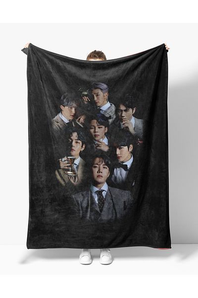 Erays Home Bts Patterned Printed Fleece Tv Blanket