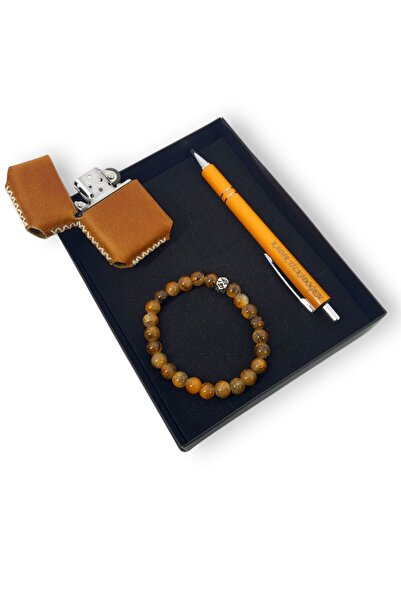 SürLaz İsme Özel El Yapımı Deri Kılıflı Benzinli Çakmak Ve Tükenmez Kalem Doğ...