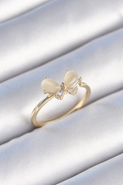 Skygo Brass Gold Color White Enamel Zircon Stone Model Women's Ring - Tj-Byk3464