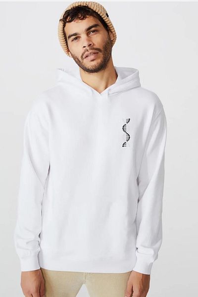 Tshirthane Μαύρο Λευκό Dna Λευκό Ανδρικό φούτερ με κουκούλα 3ip